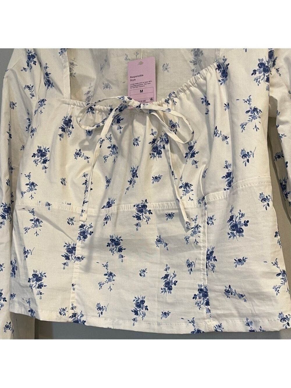 NWT Wild Fable Long Sleeve Cotton Milkmaid Top Size M - Picture 5 of 12